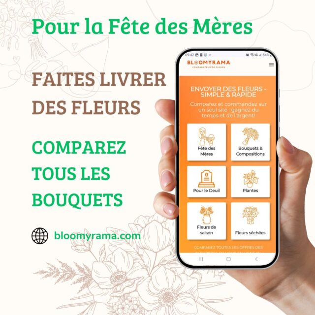 Le comparateur de fleurs Bloomyrama, pour trouver le plus beau bouquet au meilleur prix ! 

Simple, rapide et gratuit, sur bloomyrama, comparez toutes les offres des meilleurs fleuristes en ligne pour la Fête des mères.

#fetedesmeres2026 #livraisonfleurs #bouquetspaschers #comparateurdefleurs #bloomyrama
