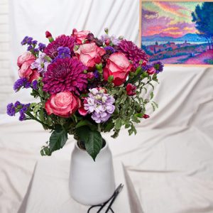 Vue de saint-Tropez bouquet Aquarelle le Louvre bloomyrama