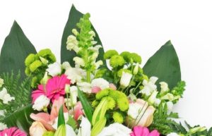 Gerbe de deuil rose et blanche livraison agitateur floral comparatif de fleurs bloomyrama