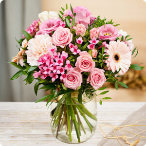 Bouquet rose pour toi avec des roses et fleurs roses livré par 123fleurs et trouvé sur le comparateur de fleurs bloomyrama
