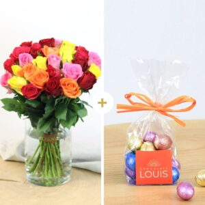 roses multicolores œufs en chocolat Interflora bloomyrama