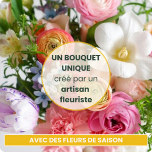 Bouquet du Fleuriste fleurs de saison livré par 123fleurs création unique et fraîche disponible sur le comparateur de fleurs bloomyrama