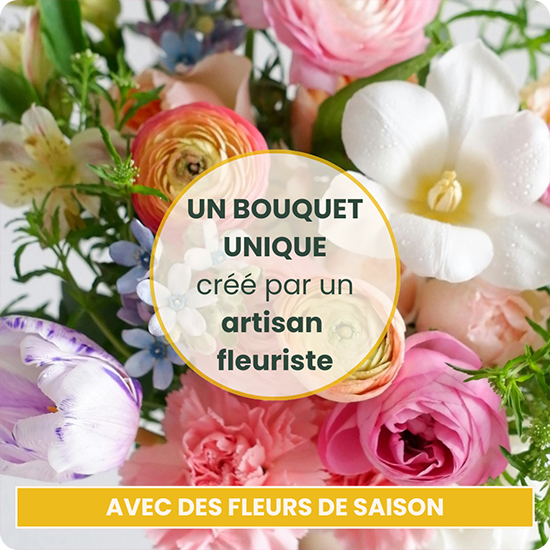Bouquet du Fleuriste fleurs de saison livré par 123fleurs création unique et fraîche disponible sur le comparateur de fleurs bloomyrama