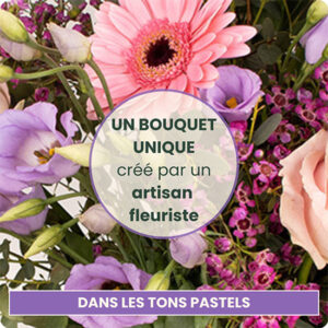 Bouquet du fleuriste couleurs pastel fleurs de saison composition artisanale livrée par 123fleurs via bloomyrama