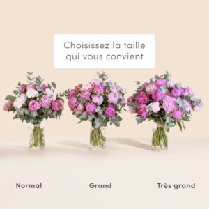 tailles Bouquet de pivoines roses avec eucalyptus par Interflora disponible sur le comparateur bloomyrama