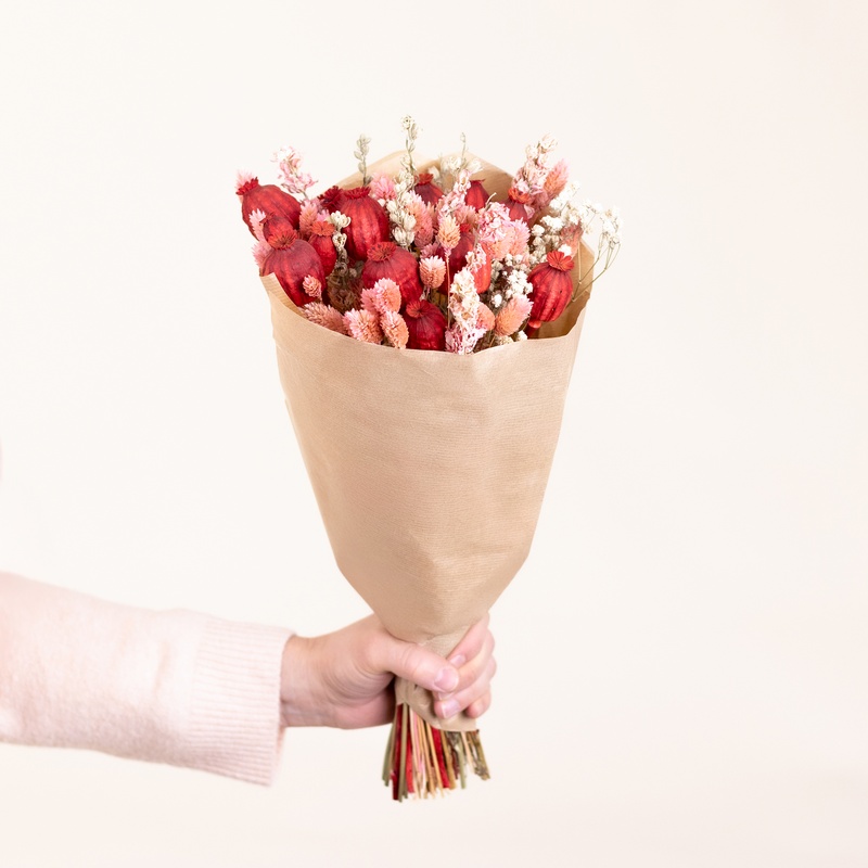 bouquet fleurs sechees brin de flanerie interflora rose rouge comparateur bloomyrama