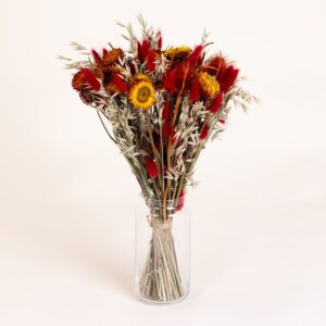 bouquet fleurs sechees flamboyant interflora orange rouge automne sans vase bloomyrama