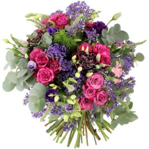 Bouquet Empereur avec roses lisianthus et oeillets Florajet disponible sur bloomyrama