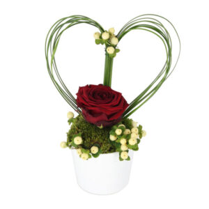 Composition Rouge Florajet rose rouge cœur végétal geste romantique bloomyrama