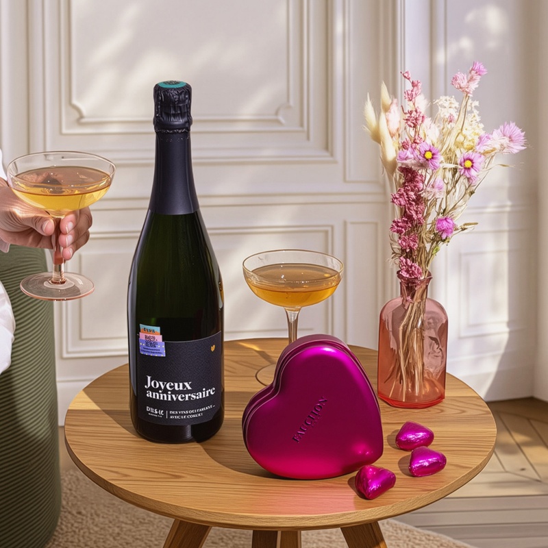 Trio pétillant coffret chocolat Crémant et fleurs séchées Interflora vu sur le comparateur bloomyrama