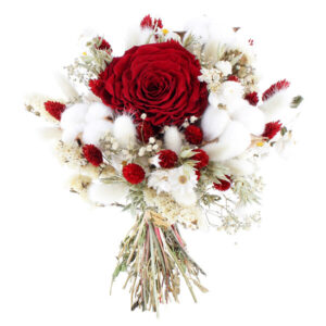 Bouquet fleurs séchées rouges blanches Éternel Hiver Florajet vu sur le comparateur bloomyrama