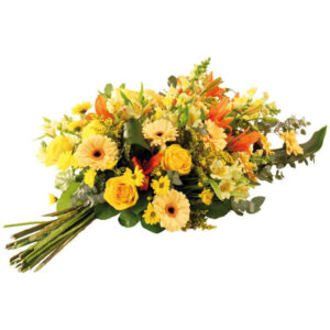Bouquet de deuil lys roses germinis jaunes orange florajet vu sur le comparateur de fleurs bloomyrama