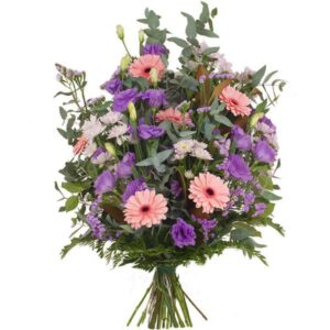 gerbe main deuil mauve rose livraison florajet comparateur de fleurs bloomyrama
