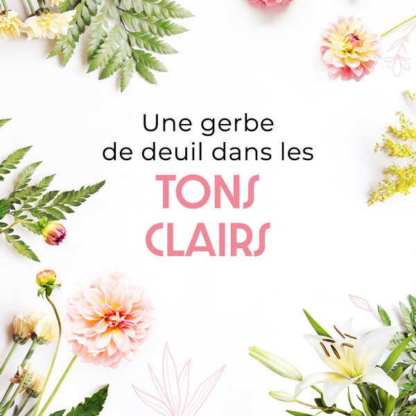 Gerbe de Deuil Tons Clairs en fleurs claires pour hommage funéraire disponible sur le comparateur bloomyrama