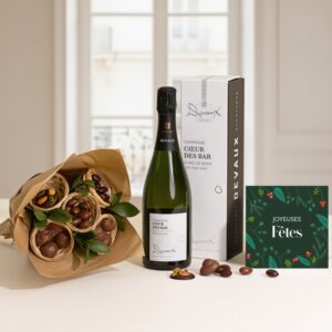 Coffret Joyeuses Fêtes chocolat et champagne cadeau pétillant et raffiné livraison par Interflora sur le comparateur de fleurs bloomyrama