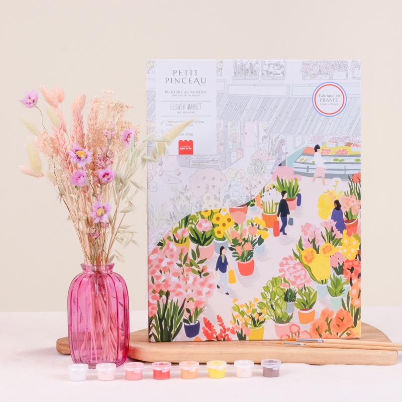 Duo peinture et fleurs séchées, coffret créatif et floral, livraison par Interflora sur le comparateur de fleurs bloomyrama