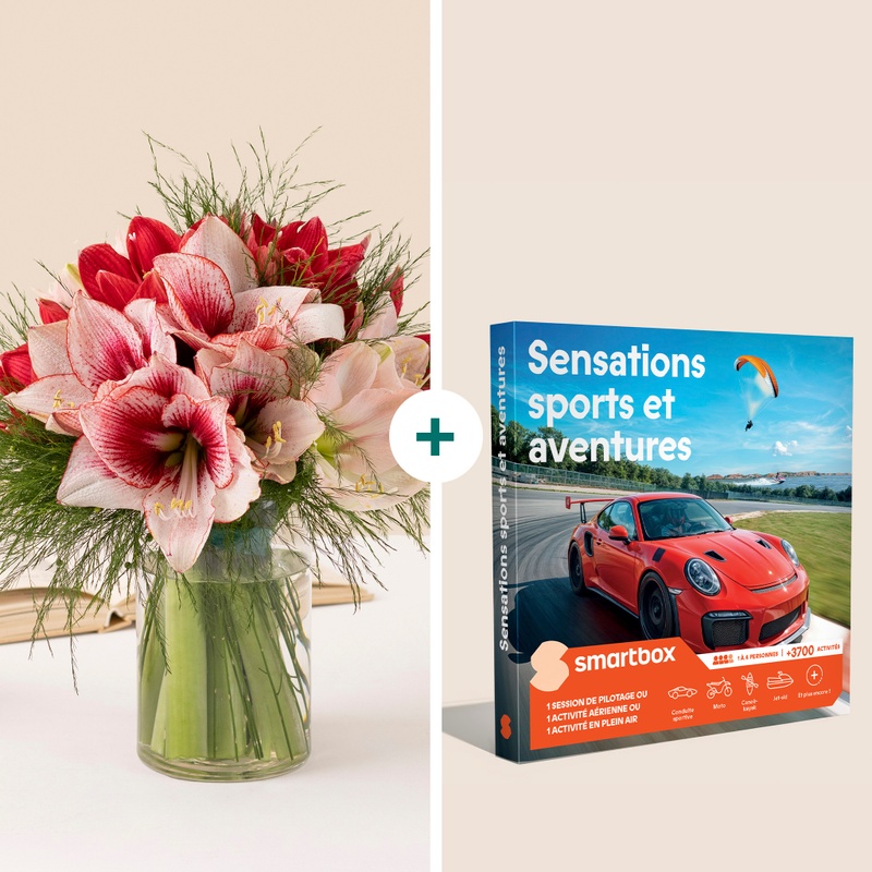 Brassée d amaryllis associée à une box aventure pour Noël Interflora disponible sur le comparateur bloomyrama