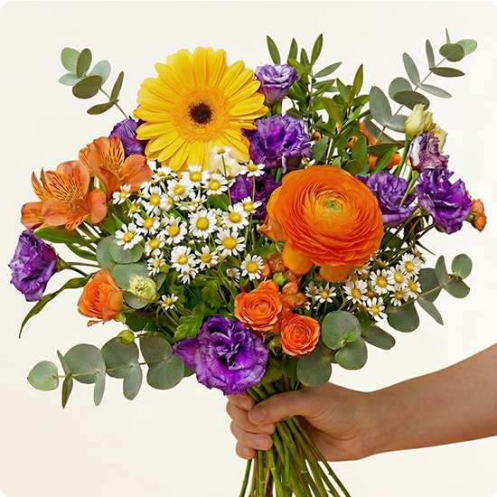 Bouquet chaleureux saumon fuchsia et blanc esprit champêtre 123fleurs disponible sur bloomyrama