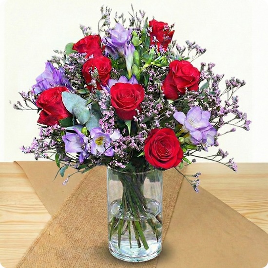 bouquet cherry, rouge et violet, 123fleurs, comparateur de fleurs bloomyrama