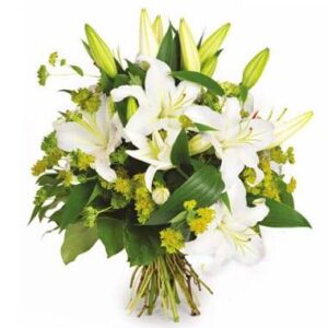 Bouquet Coton lys oriental blancs Agitateur Floral, à retrouver sur bloomyrama le comparateur de fleurs