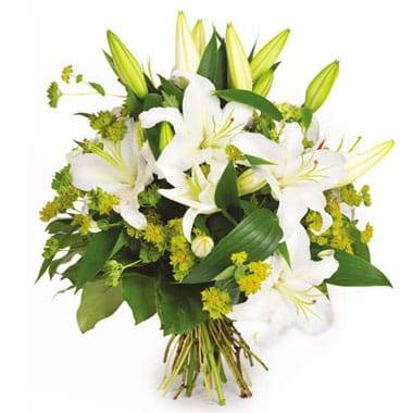 Bouquet Coton lys oriental blancs Agitateur Floral, à retrouver sur bloomyrama le comparateur de fleurs