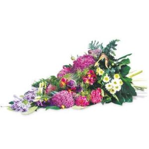 gerbe de deuil avec giroflees anemones dahlias et feuillage Agitateur Floral disponible sur bloomyrama