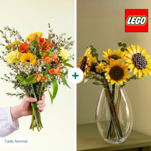 Coffret bouquet fleurs jaunes et tournesols LEGO Interflora disponible sur le comparateur bloomyrama