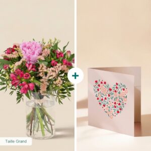 Bouquet de pivoines roses et saumon avec carte par Interflora disponible sur le comparateur bloomyrama