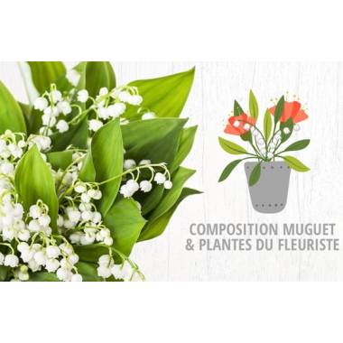 Composition de muguet racine en terre avec plantes de saison colorées l Agitateur Floral disponible sur bloomyrama