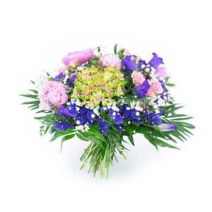 Bouquet champêtre pivoines hortensias roses Agitateur Floral disponible sur bloomyrama