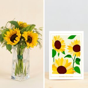 Bouquet de tournesols avec carte Bonne fête papa Interflora disponible sur le comparateur bloomyrama