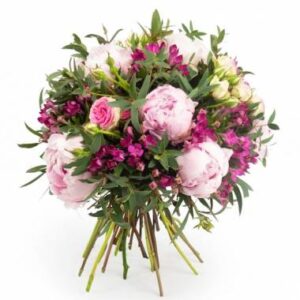 Bouquet de pivoines et roses roses Agitateur Floral disponible sur bloomyrama