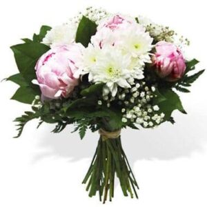 Bouquet Princesse avec pivoines roses et gypsophile L’Agitateur Floral disponible sur bloomyrama