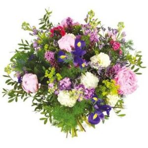 Bouquet Déesse avec pivoines roses et fleurs colorées L’Agitateur Floral disponible sur bloomyrama