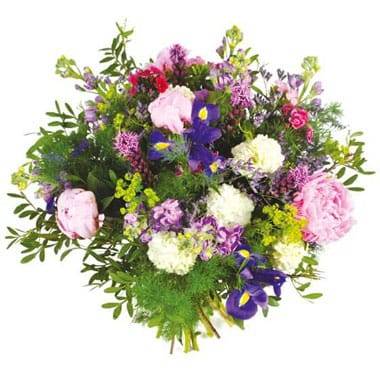 Bouquet Déesse avec pivoines roses et fleurs colorées L’Agitateur Floral disponible sur bloomyrama