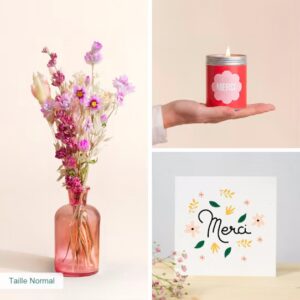 Coffret Merci Maîtresse fleurs séchées roses bougie et carte Interflora disponible sur le comparateur bloomyrama