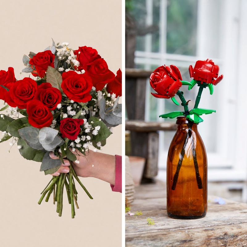 Coffret LEGO Roses rouges avec bouquet romantique Interflora disponible sur le comparateur bloomyrama